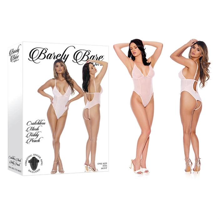 RABAIS - Crotchless Mesh Teddy Peach