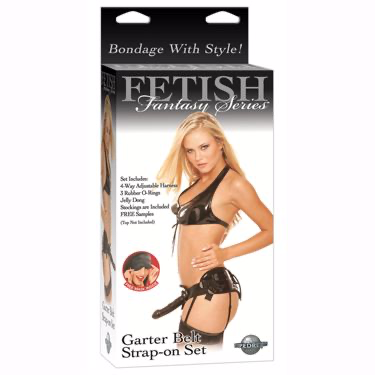 FETISH FANTASY STRAP ON GARTER BELT SET BLACK