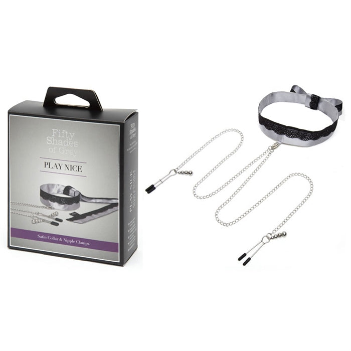 RABAIS - Play Nice Satin, Lace Collar, Nipple Clamps