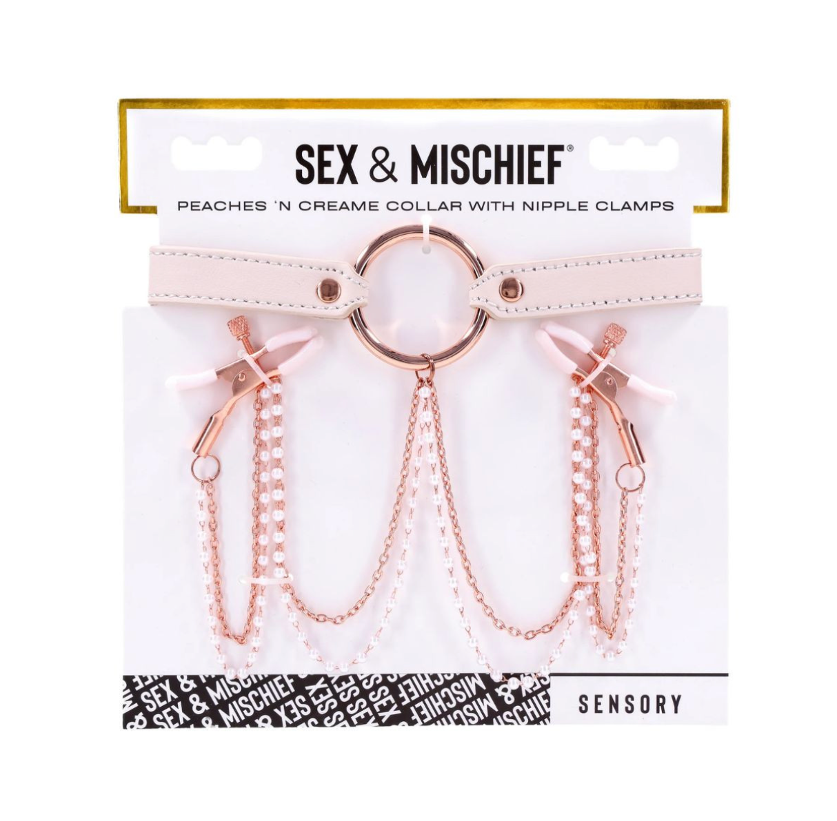 S&M - Peaches 'N Creame Collar with Nipple Clamps