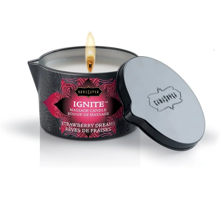 RABAIS - CHANDELLE MASSAGE RÊVE DE FRAISES KAMA SUTRA
