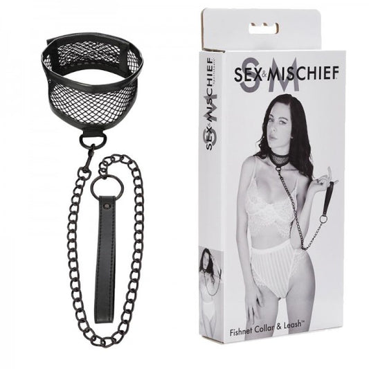 S&M - COLLIER ET LAISSE FISHNET