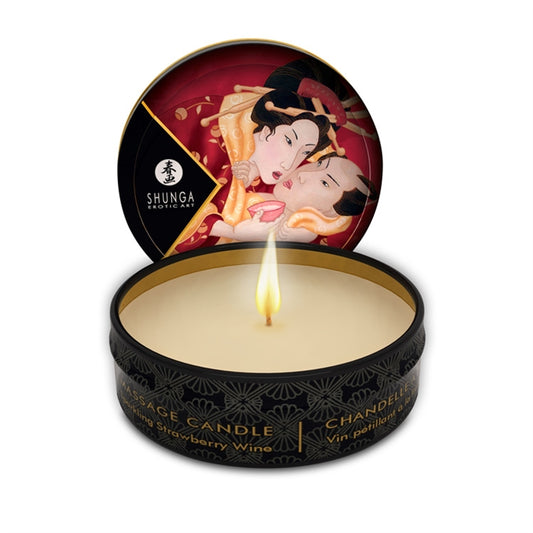 SHUNGA MINI CHANDELLE A MASSAGE FRAISE CHAMPAGNE
